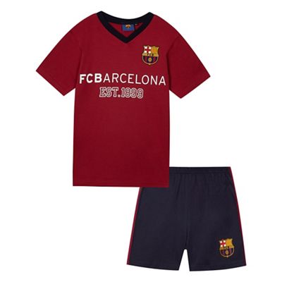 Boys' dark red 'FCBarcelona' shirt and shorts set